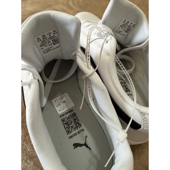 PUMA White & Black Leather Sneakers, Size 8 Women / 6.5 Men, New Without Box - Picture 4 of 7
